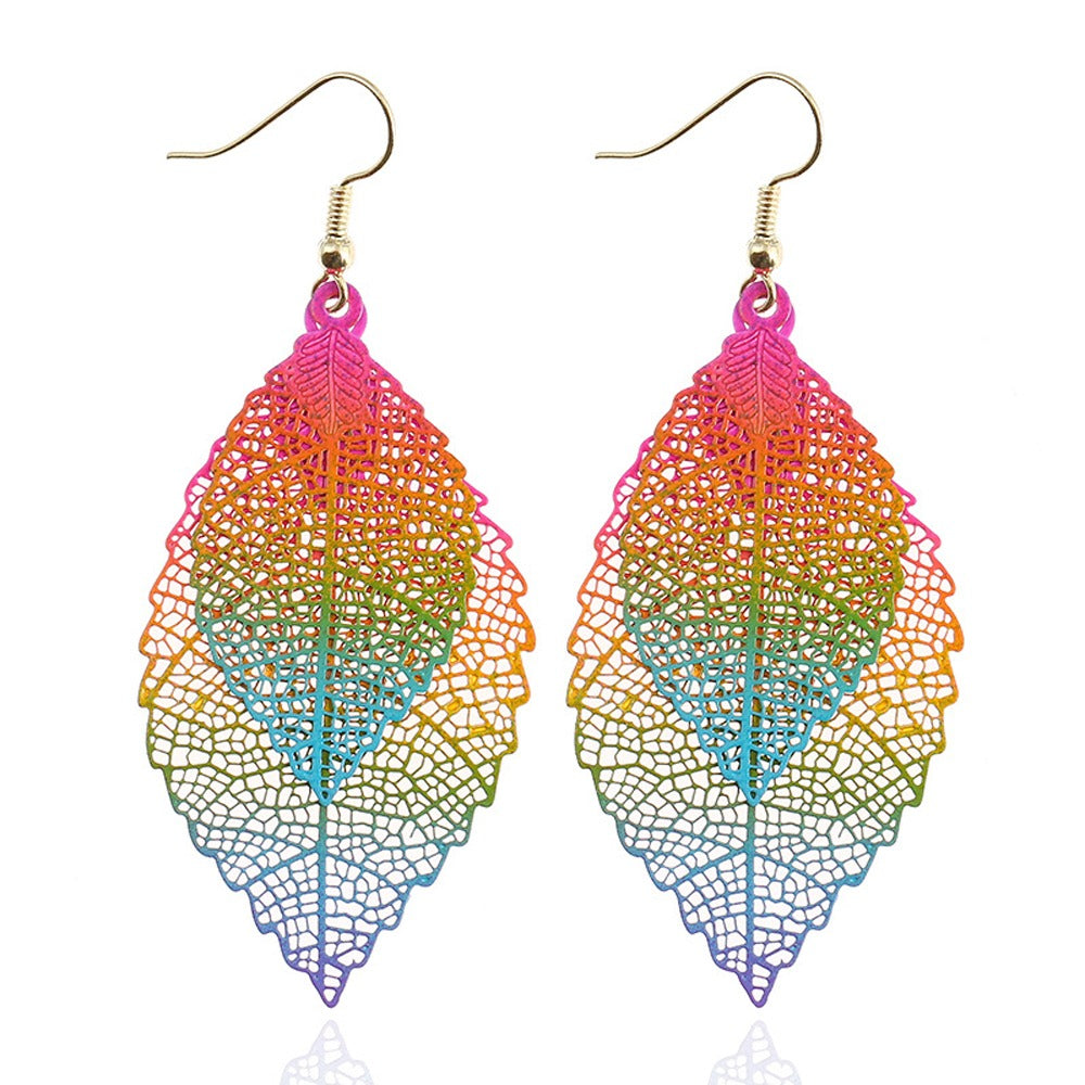 Rainbow Layered Leaf Earrings
