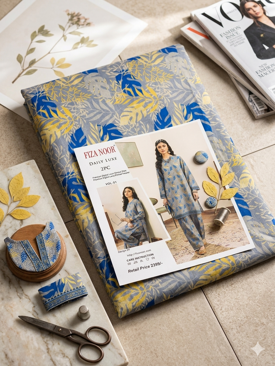 Fiza Noor Summer Collection 2 Piece Unstitched Lawn Dress