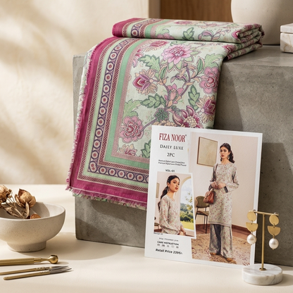 Fiza Noor 2-Piece All-Over Printed Unstitched Suit – Premium Soft Lawn