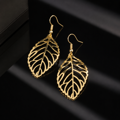 Filigree Gold Leaf Dangle Earrings