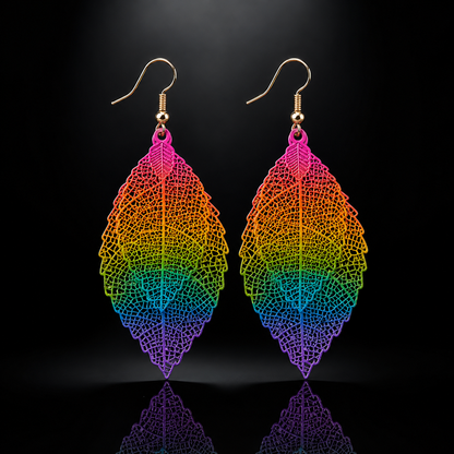 Rainbow Layered  Leaf Earrings