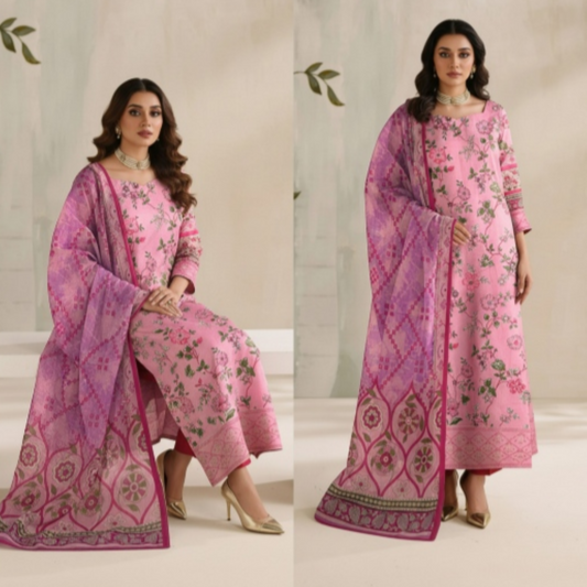 Fiza Noor Premium Unstitched 3 Piece Lawn Suit