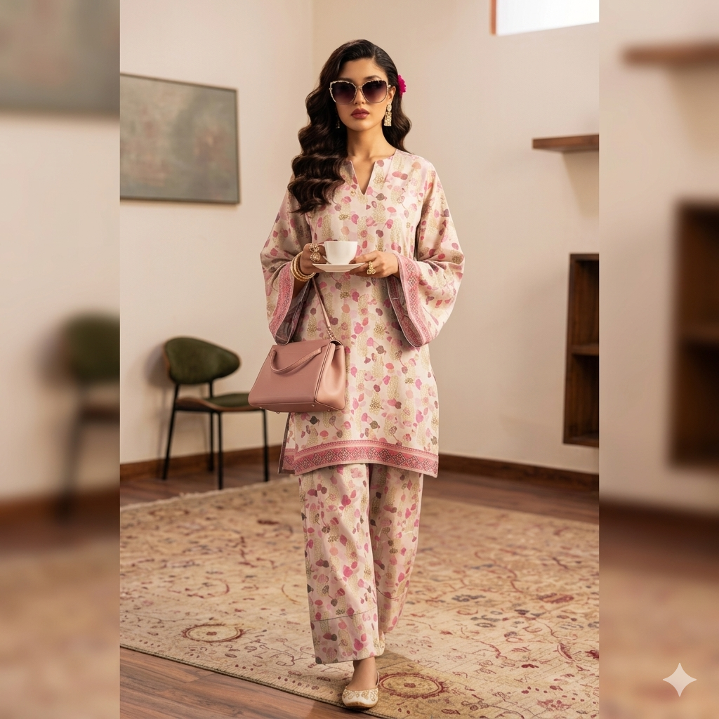 Fiza Noor Premium Soft Lawn – 2 PC All-Over Unstitched Co-Ord Set