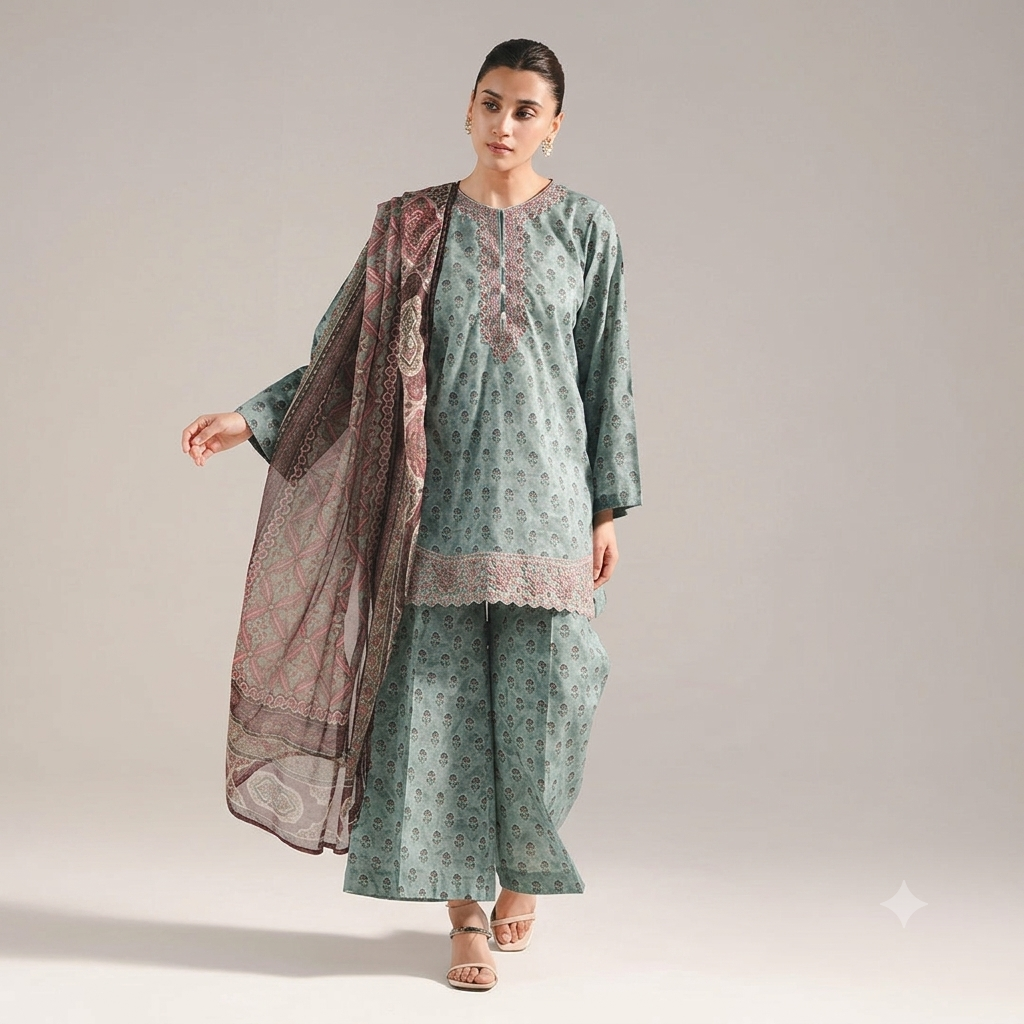 Sapphire Unstitched 3-Piece Luxury Lawn Dress