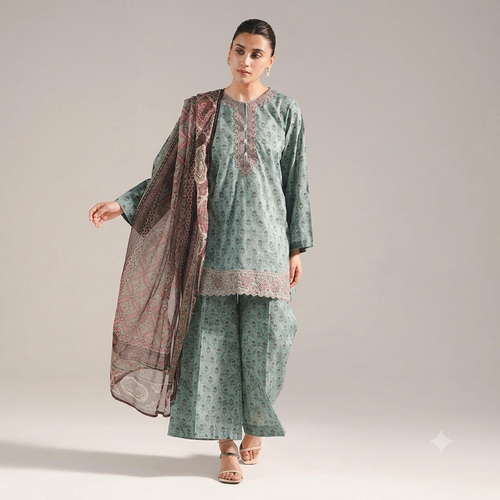 Sapphire Unstitched 3-Piece Luxury Lawn Dress