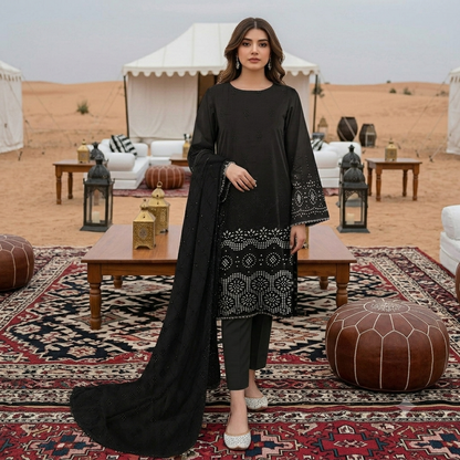 Naqsh Luxury Heavy Embroidered Chikankari 3 Piece Unstitched Premium Lawn Suit