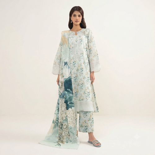 Sapphire Premium Embroidered Lawn 3-Piece Unstitched Suit