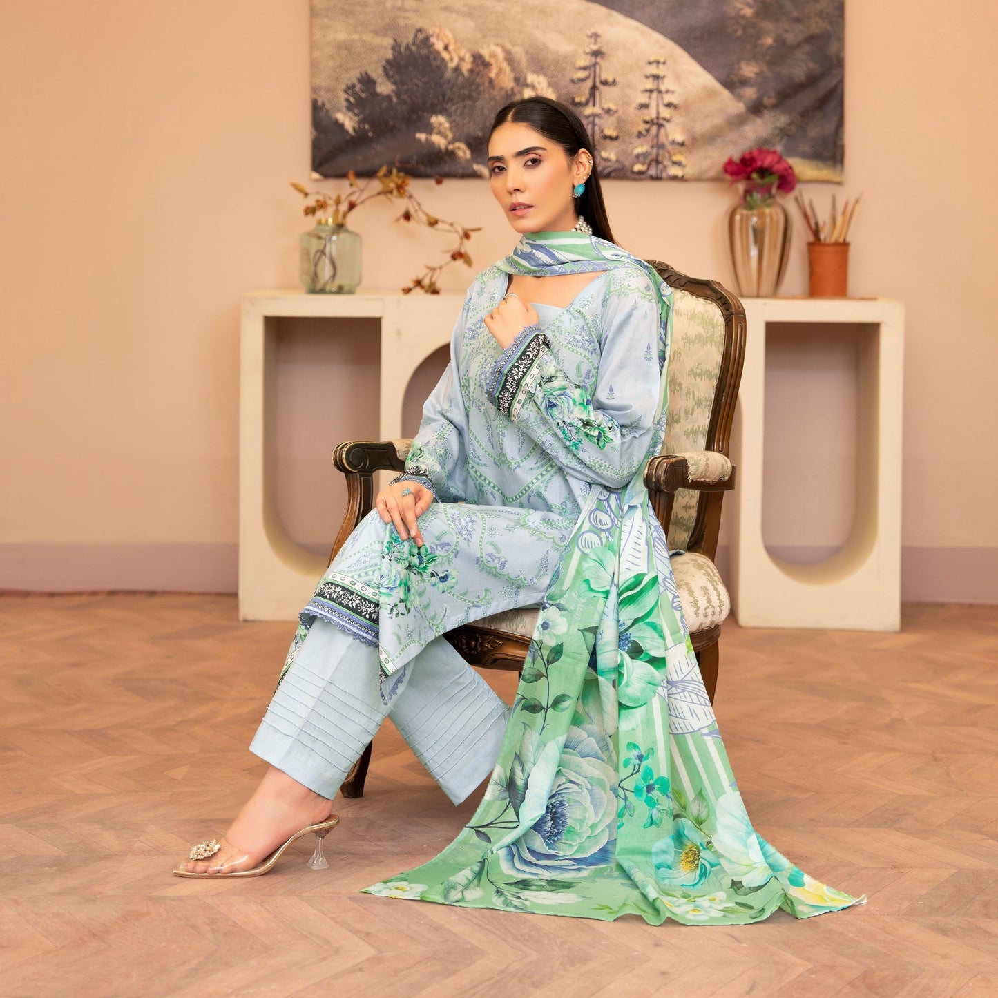 3 Piece Unstitched Dress Lala Afreen Premium Lawn