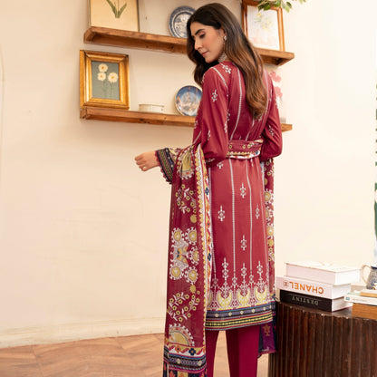 3 Piece Unstitched Premium Lawn Suit with Printed Dupatta by Lala Afreen