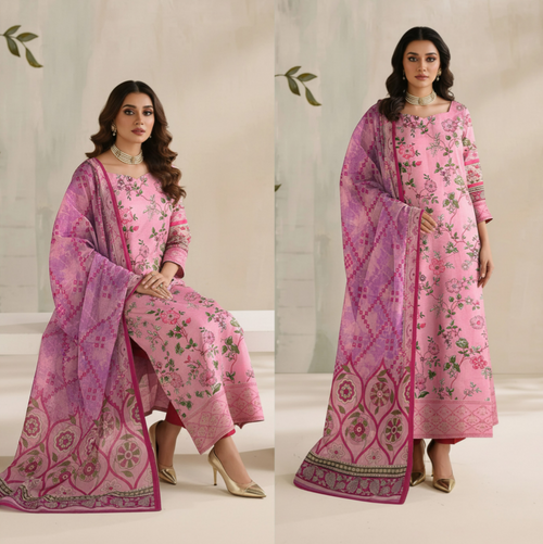Printed Lawn 3-Piece Unstitched Suit By Fiza Noor