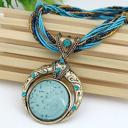 Bohemian Turquoise Crescent Necklace