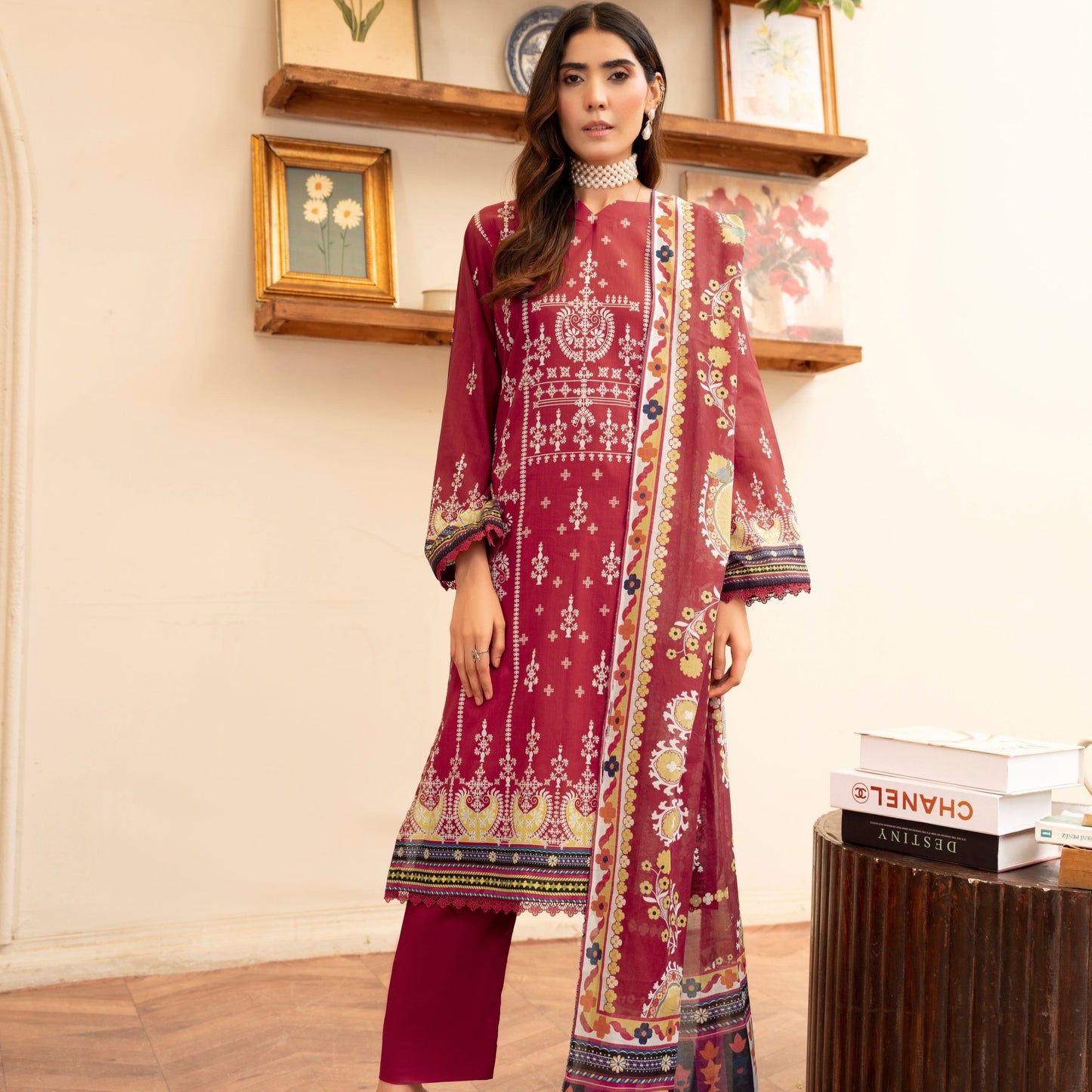 3 Piece Unstitched Premium Lawn Suit with Printed Dupatta by Lala Afreen