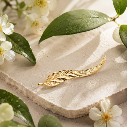 Delicate Rose Gold Leaf Ear Climbers