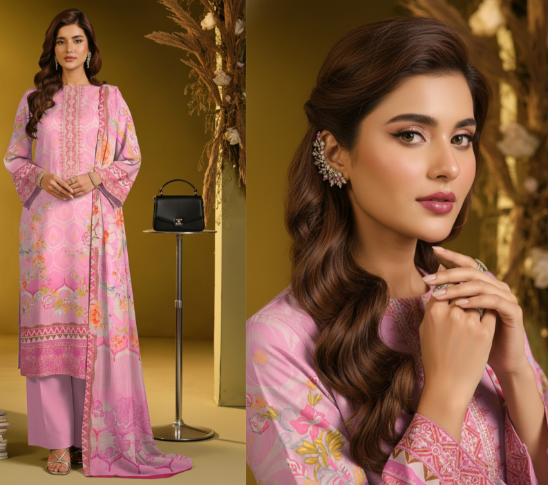 Fiza Noor 3 PC Unstitched Luxury Embroidered Lawn Collection