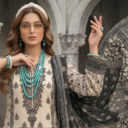Lajwana Luxury Unstitched 3 Piece Lawn Suit