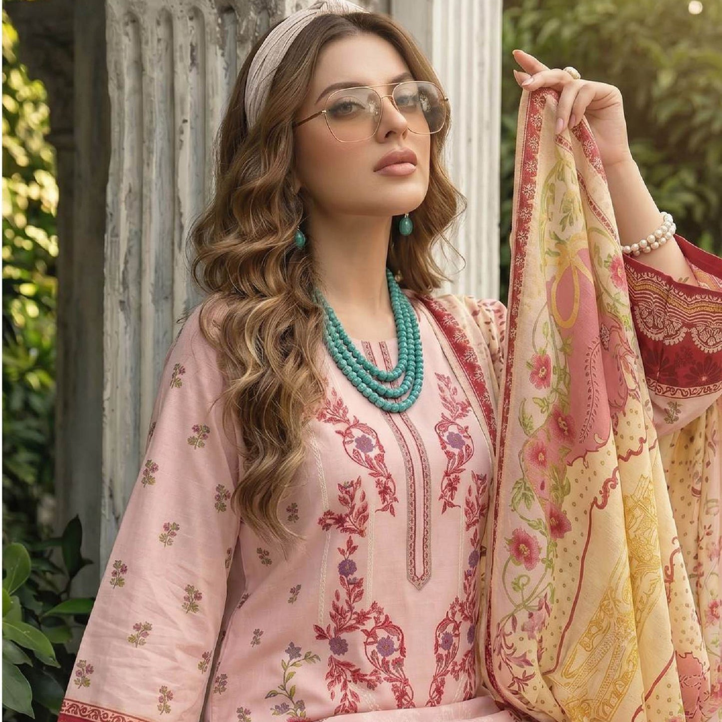 3 Piece Unstitched Premium Lawn Suit with Printed Dupatta by Lajwana